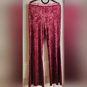 Modcloth Size L Wine Red Luxe Crushed Velvet Flare Leg Pants